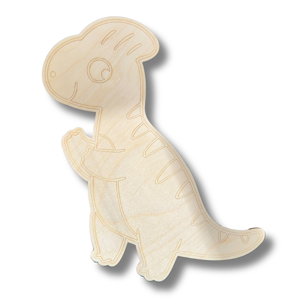 Unfinished Wood Etched Parasaurolophus Shape | Paint By Line Crafts | up to 30