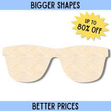 Load image into Gallery viewer, Bigger Better | Unfinished Wood Sunglasses Silhouette | DIY Craft Cutout |
