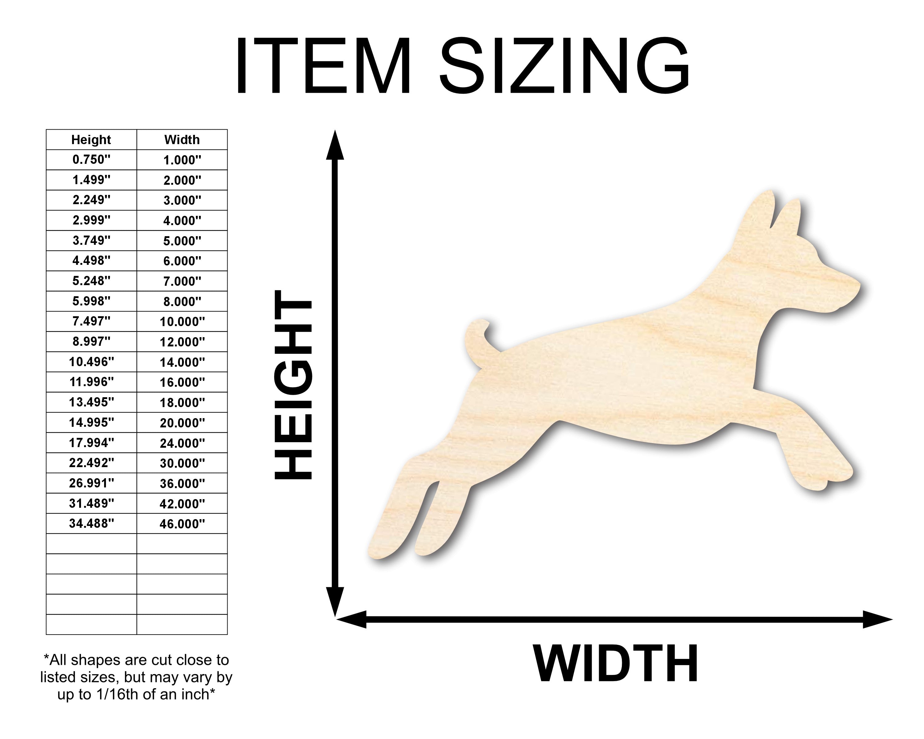 Unfinished Wood Jumping Agility Dog Silhouette | DIY Dog Craft Cutout | up to 36