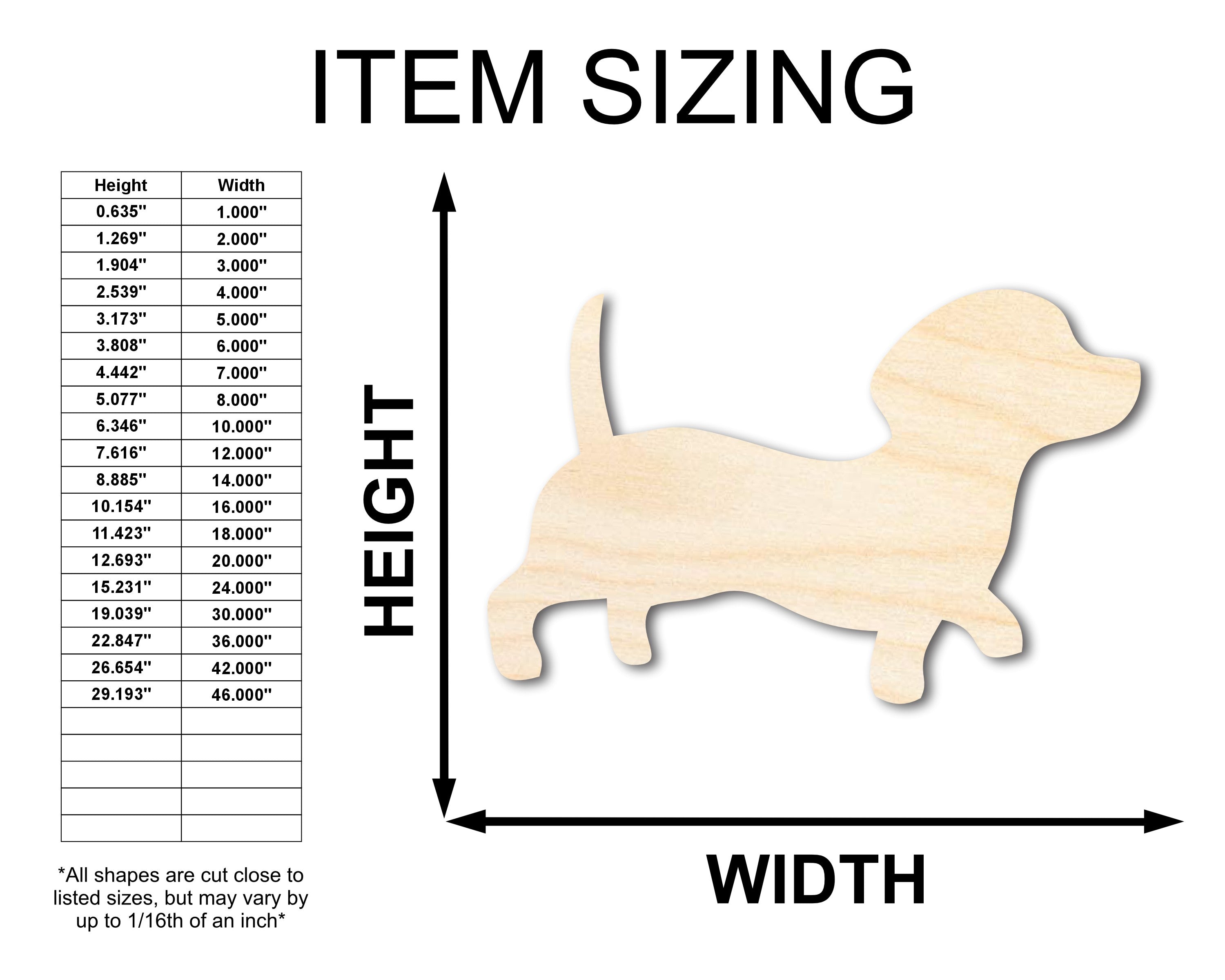 Unfinished Wood Wiener Dog Silhouette | DIY Dog Craft Cutout | up to 36