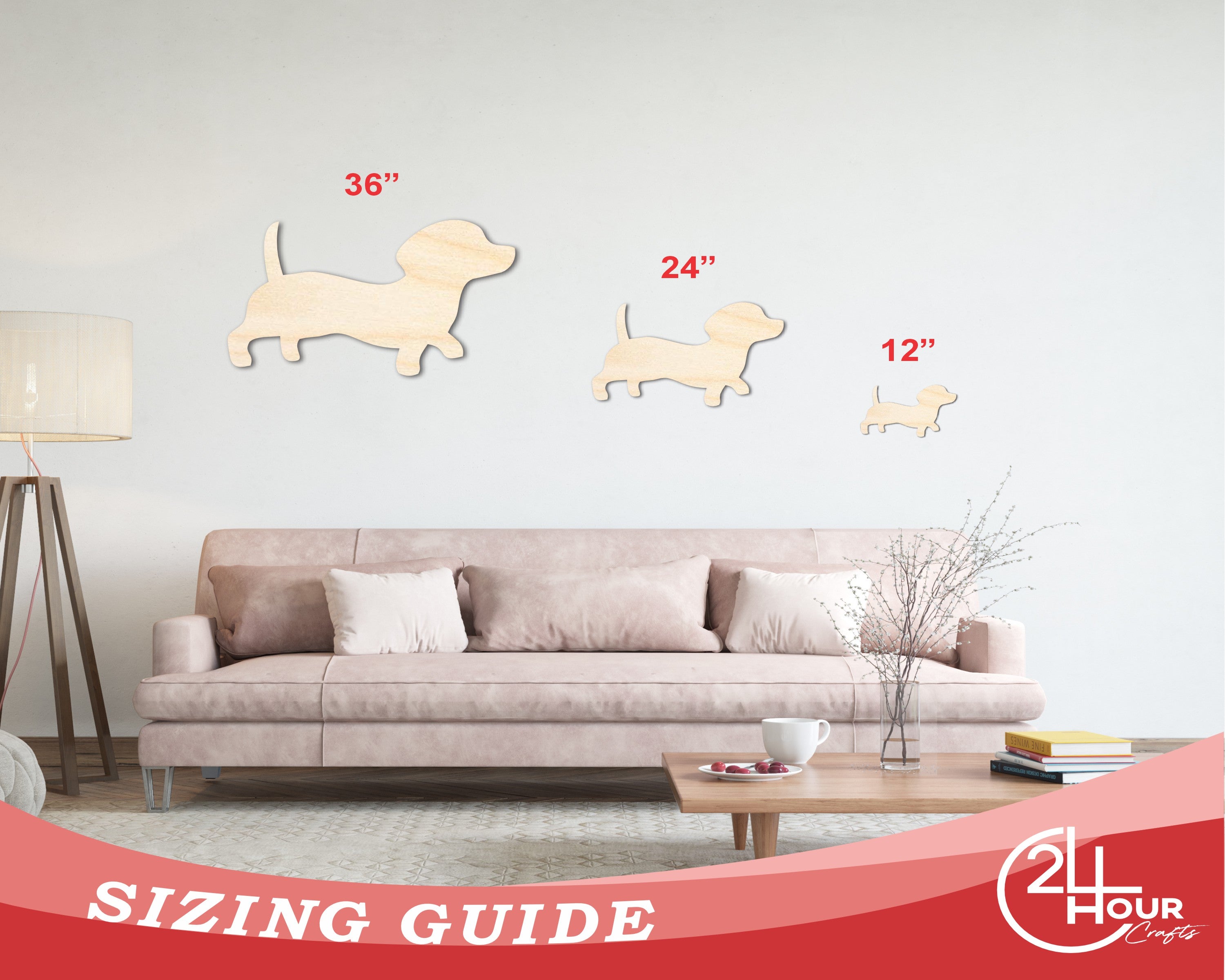 Unfinished Wood Wiener Dog Silhouette | DIY Dog Craft Cutout | up to 36