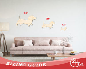 Unfinished Wood Wiener Dog Silhouette | DIY Dog Craft Cutout | up to 36" DIY