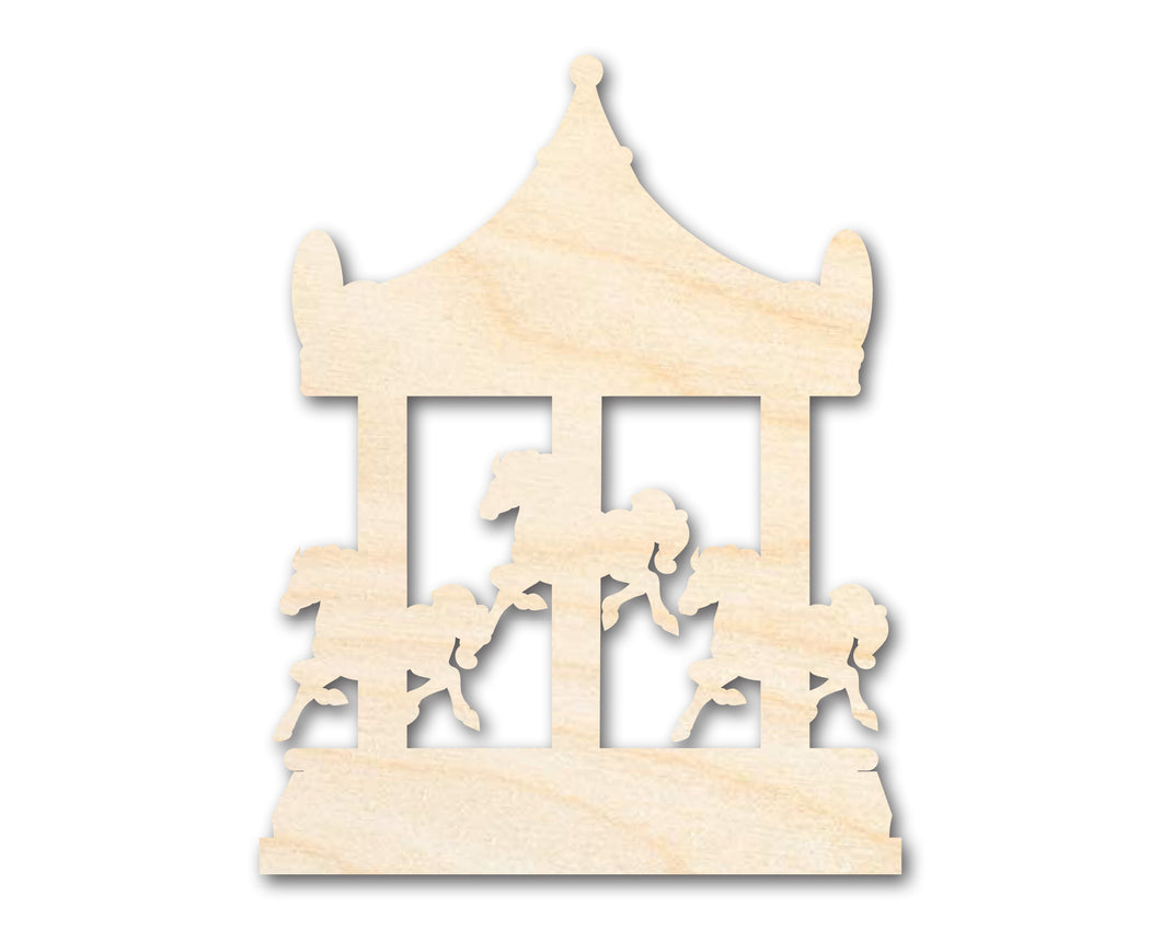 Unfinished Wood Merry-Go-Round Shape | Carousel Craft | Amusement Park | Craft Cutout | up to 36