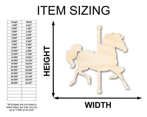 Unfinished Wood Carousel Horse Shape | Amusement Park | Craft Cutout | up to 36" DIY