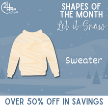 Load image into Gallery viewer, December Shape of the Month | Sweater Cutout | Let It Snow | Unfinished Craft
