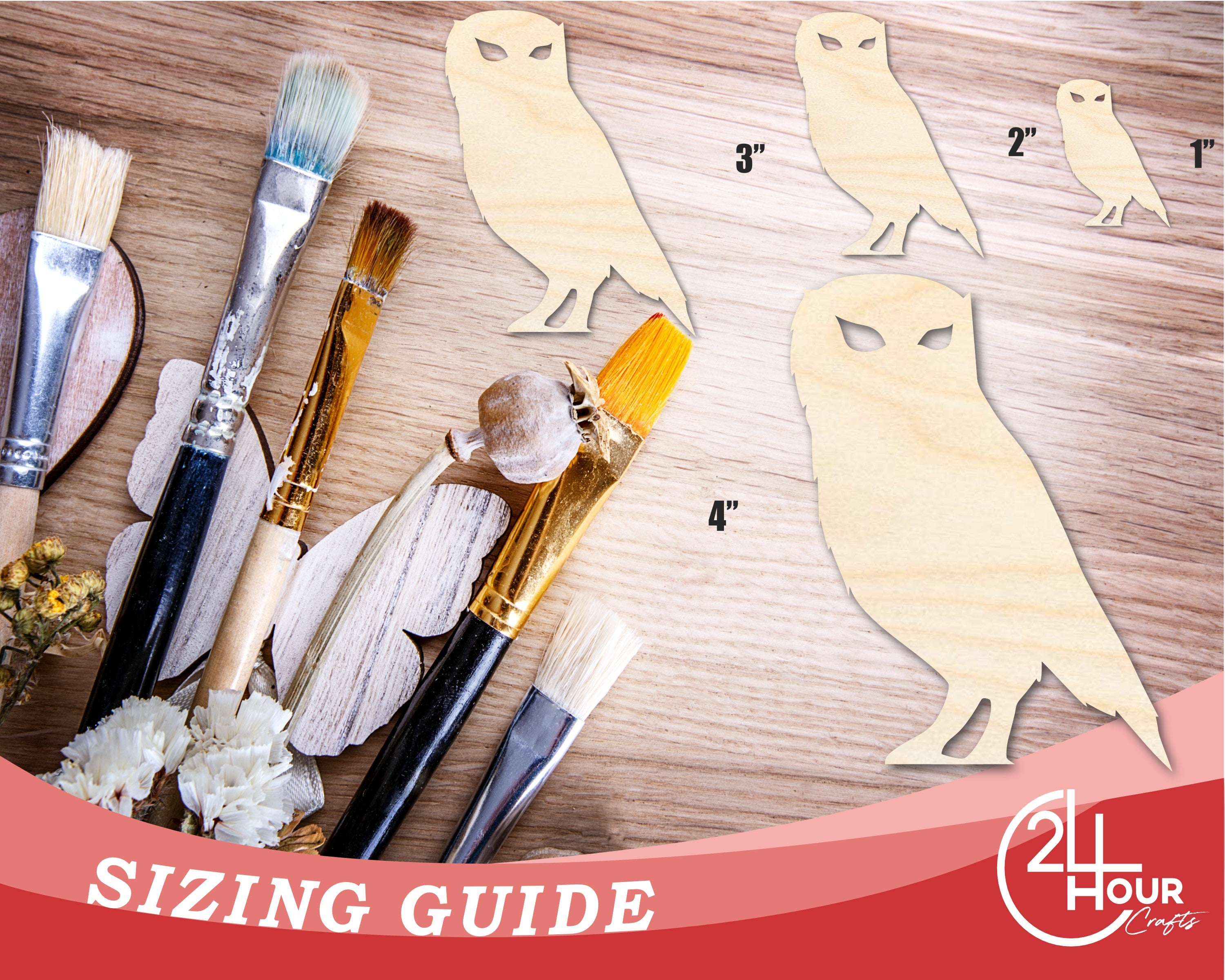 Unfinished Wood Spooky Owl Shape | Craft Cutout | up to 36