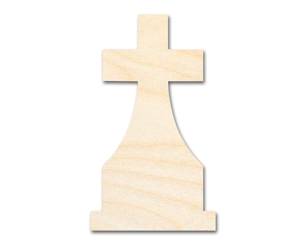 Unfinished Wood Tombstone Cross Shape | Craft Cutout | up to 36