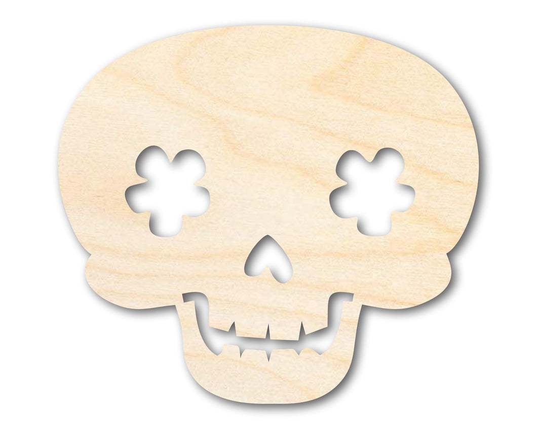 Unfinished Wood Flower Skull Shape | DIY Day of the Dead Craft Cutout | up to 36
