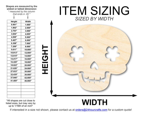 Unfinished Wood Flower Skull Shape | DIY Day of the Dead Craft Cutout | up to 36" DIY