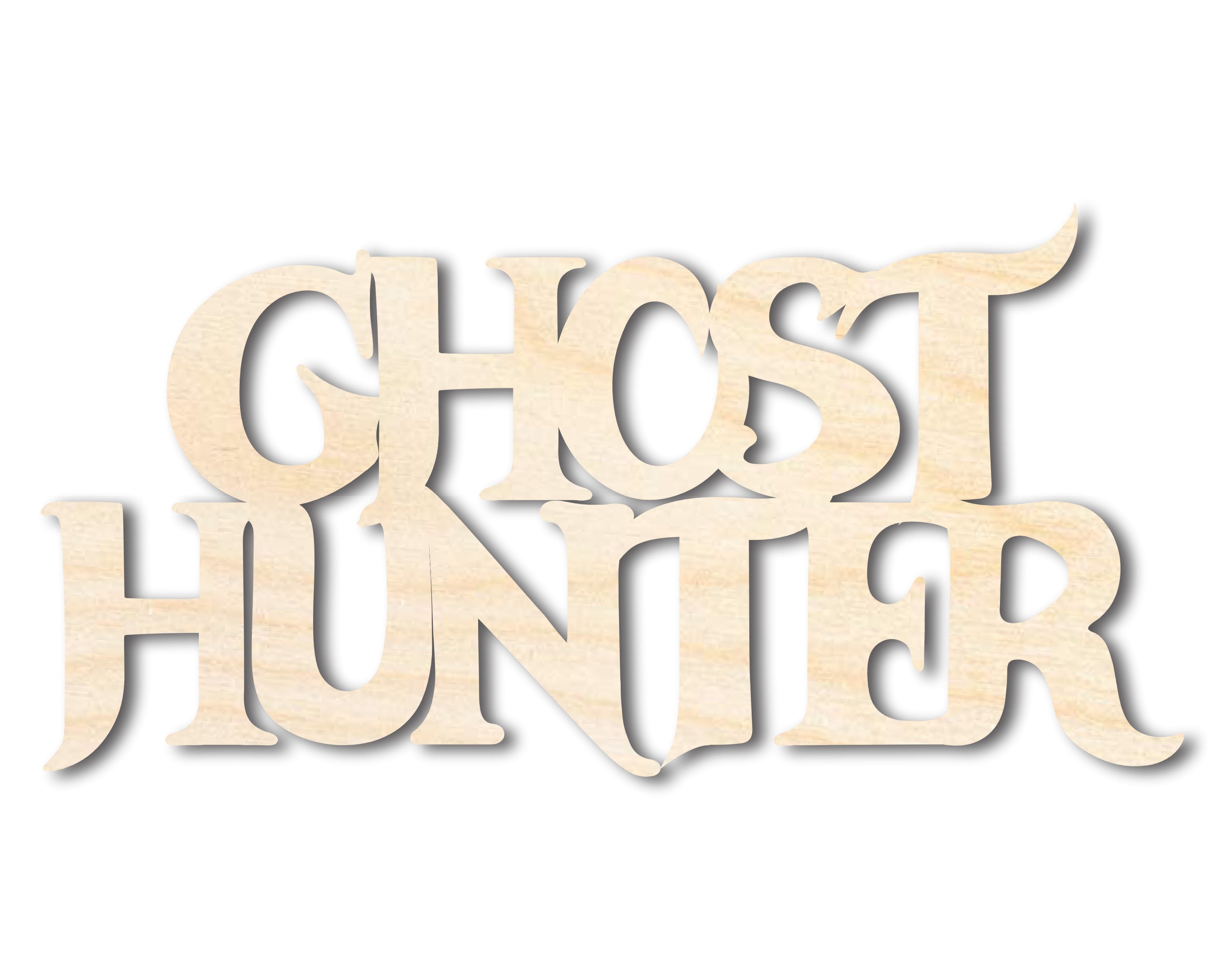 Unfinished Wood Ghost Hunter Shape | Craft Word Cutout | up to 36