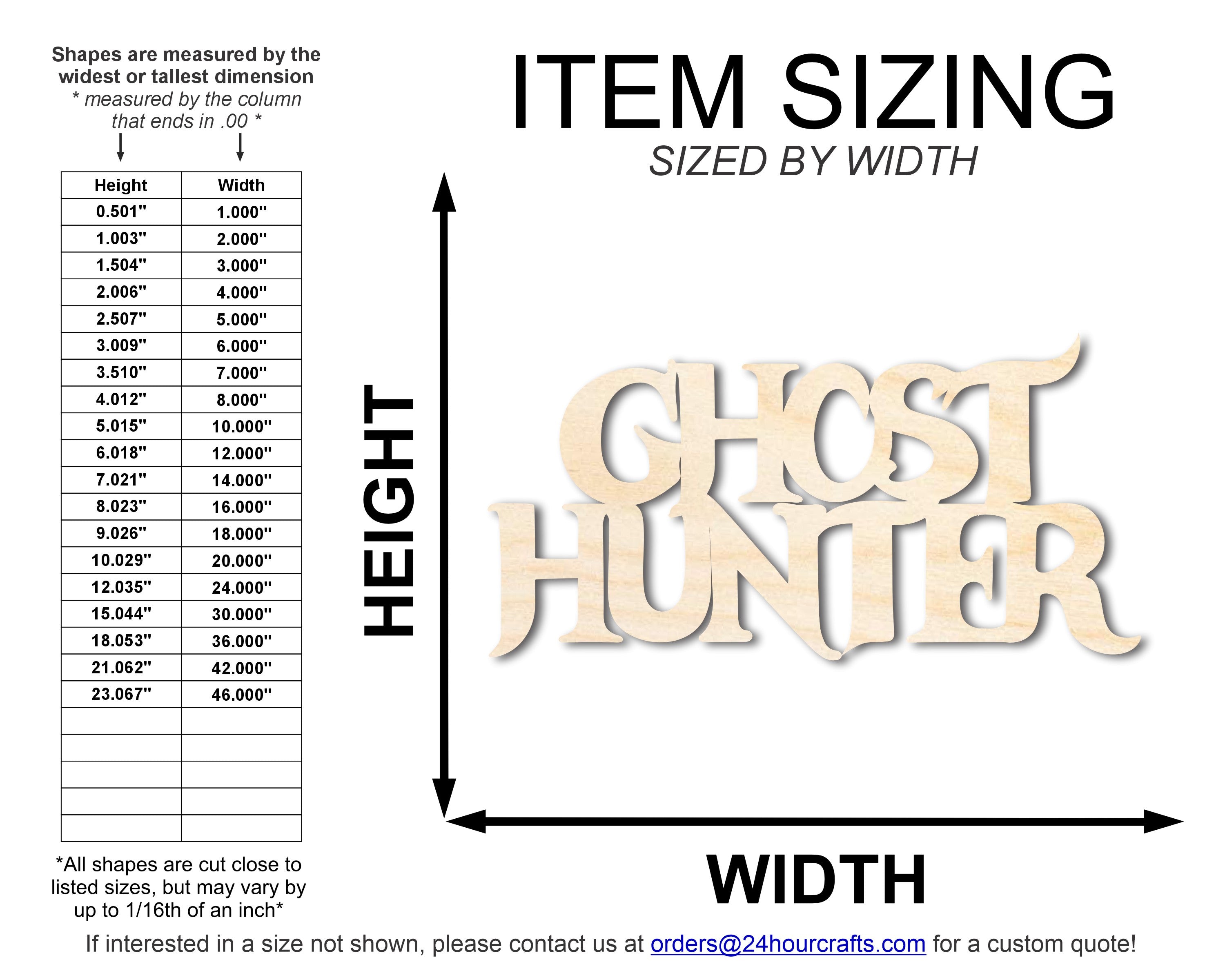 Unfinished Wood Ghost Hunter Shape | Craft Word Cutout | up to 36