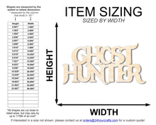 Load image into Gallery viewer, Unfinished Wood Ghost Hunter Shape | Craft Word Cutout | up to 36&quot; DIY
