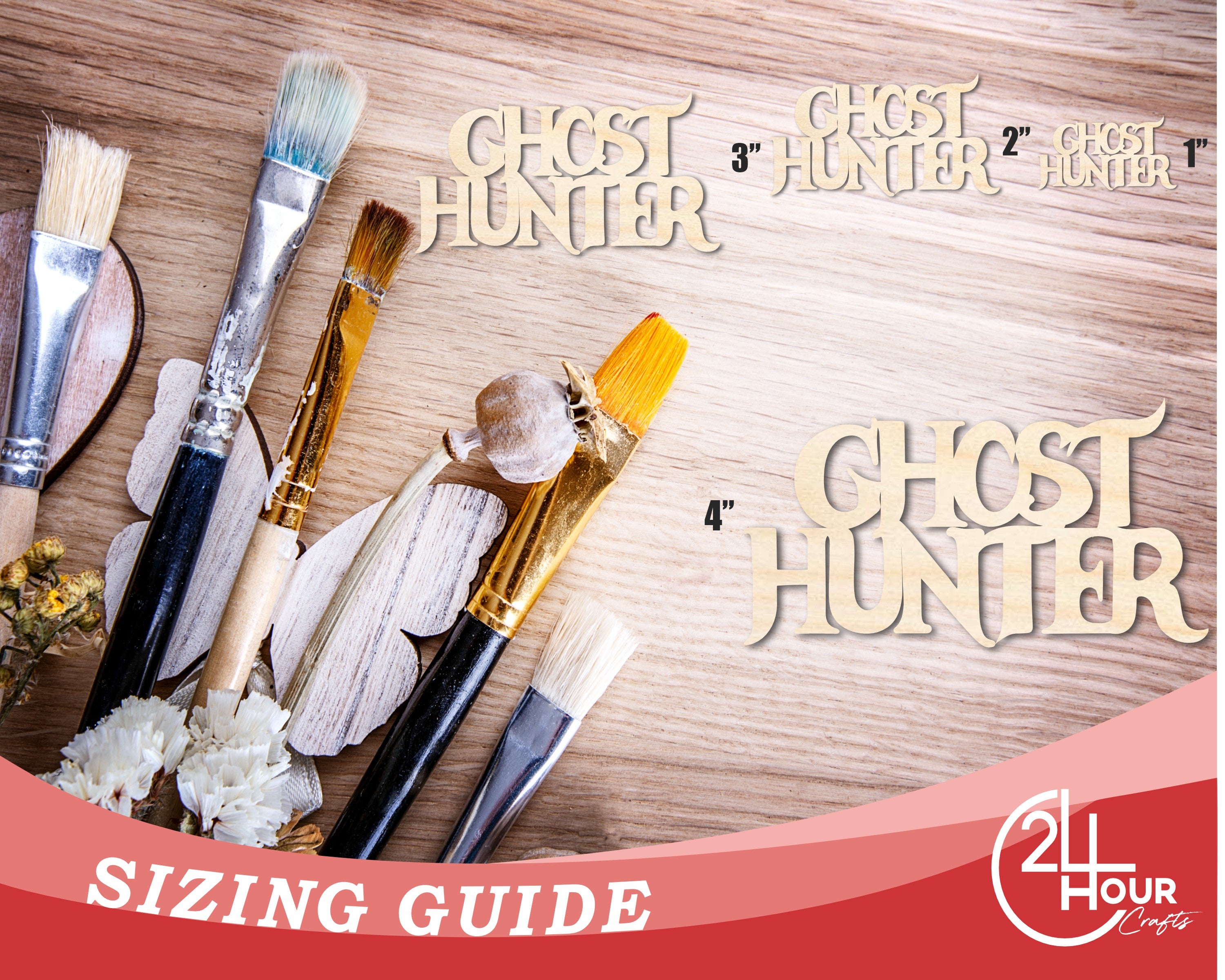 Unfinished Wood Ghost Hunter Shape | Craft Word Cutout | up to 36