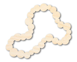 Unfinished Wood Bead Necklace Shape | Mardi Gras | DIY Craft Cutout | up to 46" DIY