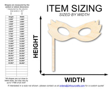 Load image into Gallery viewer, Unfinished Wood Stick Mask Shape | Mardi Gras | DIY Craft Cutout | up to 46&quot; DIY

