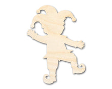 Load image into Gallery viewer, Unfinished Wood Dancing Jester Silhouette | Mardi Gras | DIY Craft Cutout | up to 46&quot; DIY
