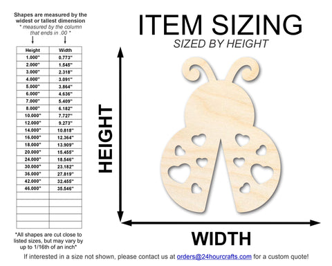 Unfinished Heart Ladybug Shape | DIY Craft Cutout | up to 46" DIY