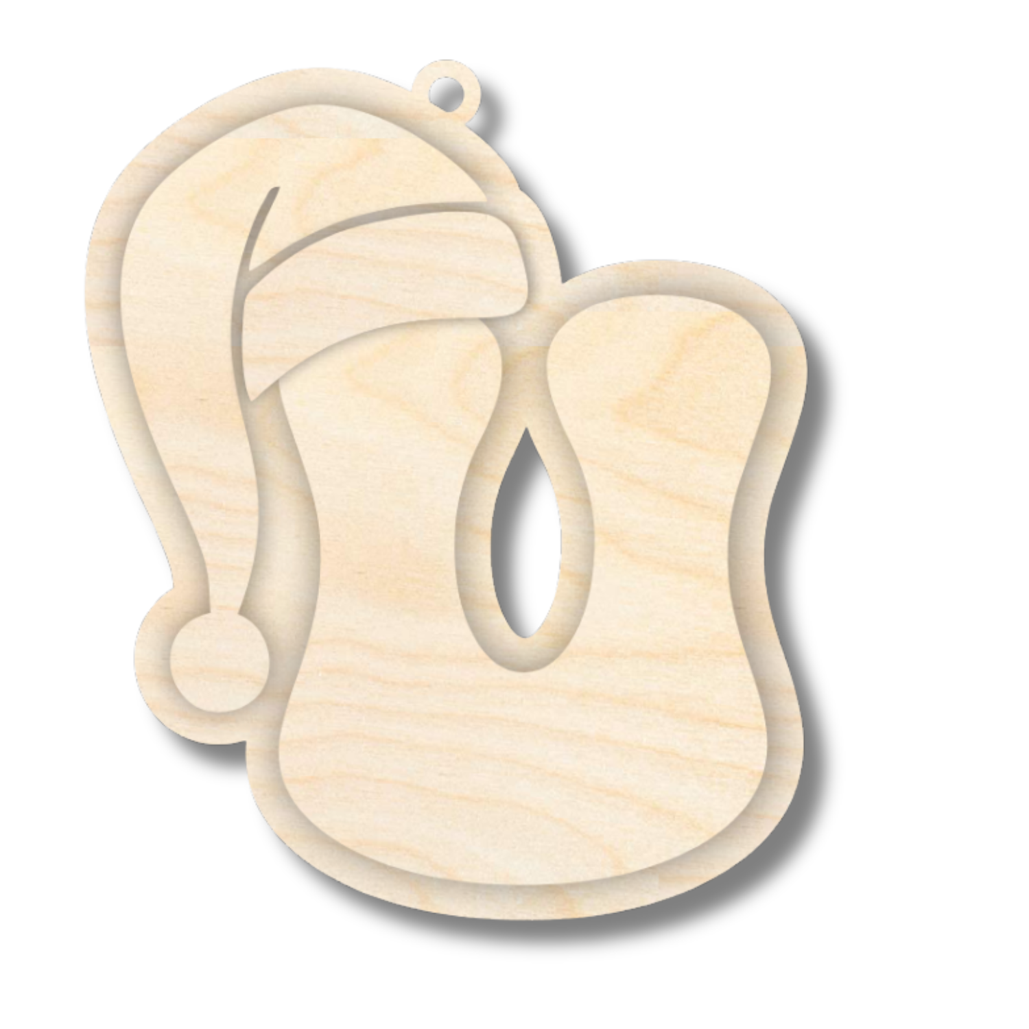 Unfinished Wood Layered Letter Santa Hat Tags | A-Z | 4 Piece | 6