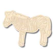 Load image into Gallery viewer, Unfinished Wood Etched Zebra Shape | Paint By Line Crafts | up to 30&quot; DIY
