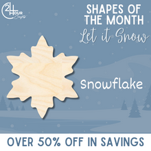 Load image into Gallery viewer, December Shape of the Month | Snowflake Cutout | Let It Snow | Unfinished Craft
