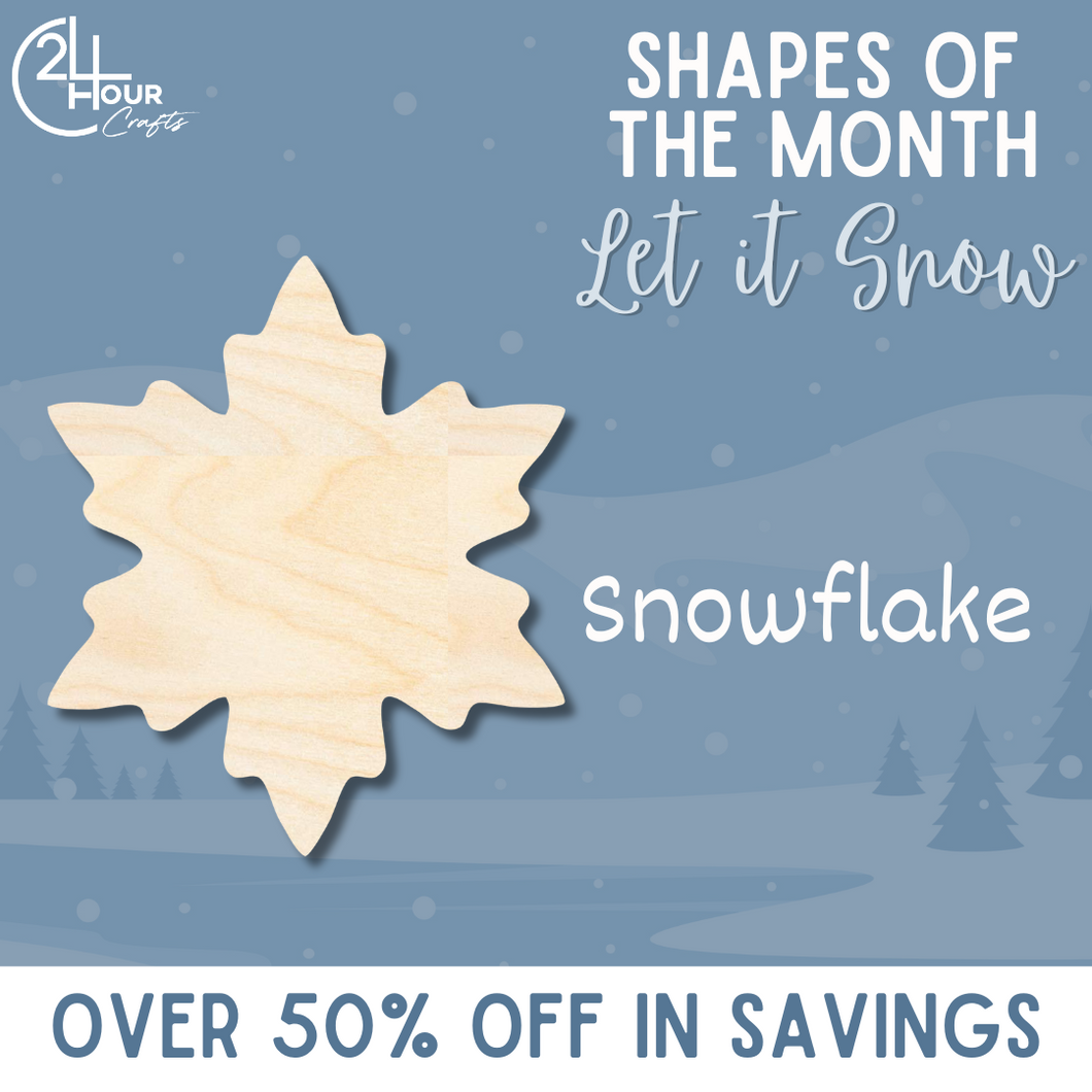 December Shape of the Month | Snowflake Cutout | Let It Snow | Unfinished Craft