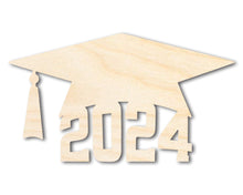 Load image into Gallery viewer, Unfinished 2024 Graduation Cap Shape | DIY Craft Cutout | up to 46&quot; DIY
