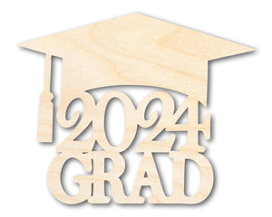 Unfinished 2024 Grad Graduation Cap Shape | DIY Craft Cutout | up to 46" DIY