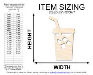 Unfinished Iced Coffee Shape | DIY Craft Cutout | up to 46" DIY