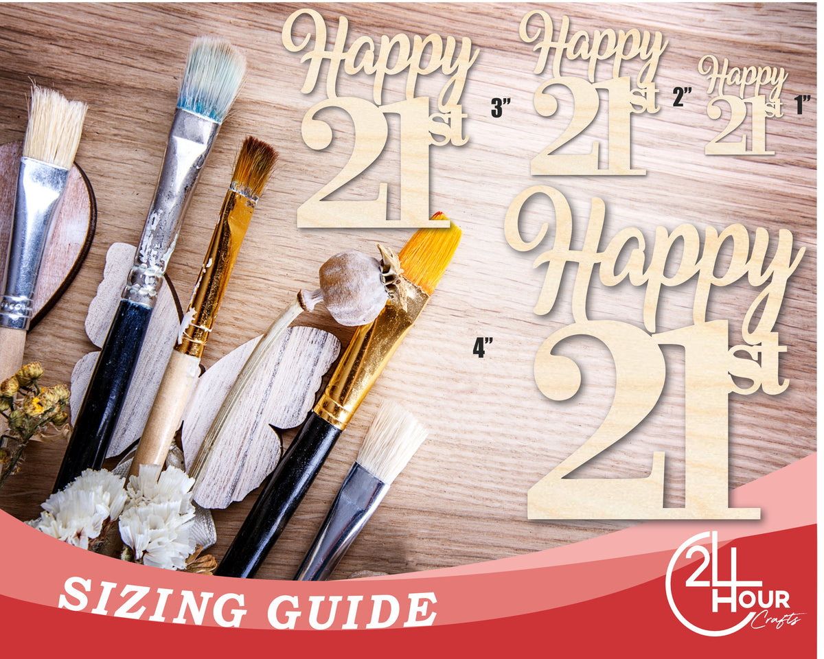 Unfinished Happy Twenty First Shape | DIY Craft Cutout | up to 46