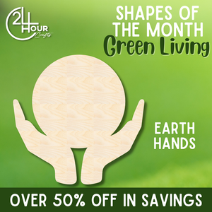 April Shape of the Month | Earth Hands Wood Cutout | Green Living | Unfinished Craft