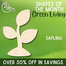 Load image into Gallery viewer, April Shape of the Month | Sapling Wood Cutout | Green Living | Unfinished Craft
