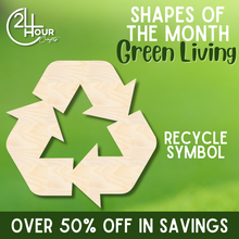 Load image into Gallery viewer, April Shape of the Month | Recycle Symbol Wood Cutout | Green Living | Unfinished Craft
