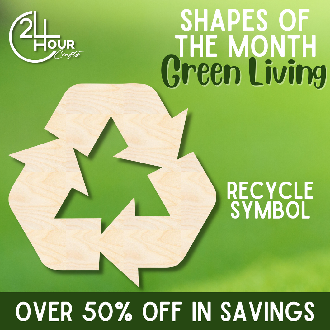 April Shape of the Month | Recycle Symbol Wood Cutout | Green Living | Unfinished Craft