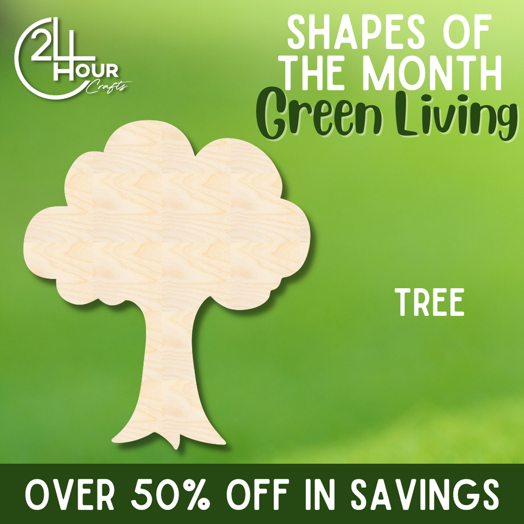 April Shape of the Month | Tree Wood Cutout | Green Living | Unfinished Craft