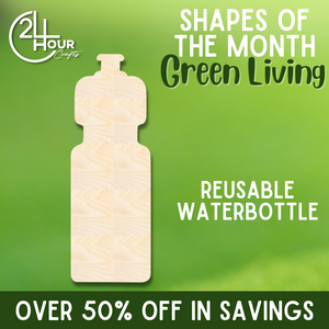 April Shape of the Month | Reusable Water Bottle Wood Cutout | Green Living | Unfinished Craft