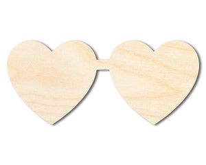Unfinished Wood Heart Glasses Shape | DIY Craft Cutout | up to 46" DIY
