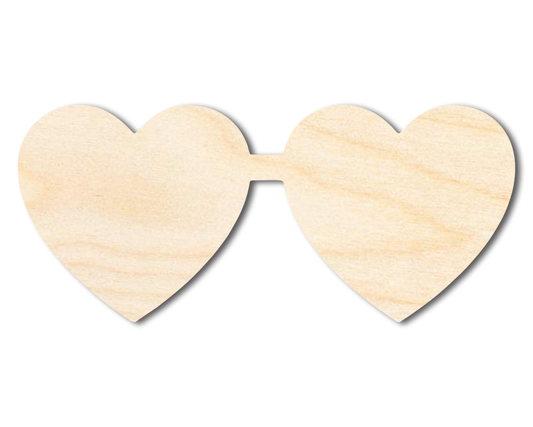 Unfinished Wood Heart Glasses Shape | DIY Craft Cutout | up to 46