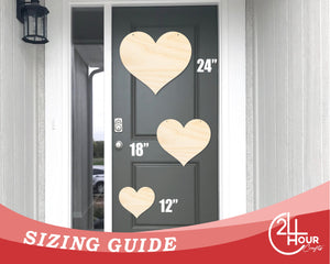 Unfinished Heart Door Hanger | DIY Craft Cutout | Door Hanger | up to 24" DIY