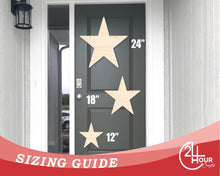 Load image into Gallery viewer, Unfinished Star Door Hanger | DIY Craft Cutout | Door Hanger | up to 24&quot; DIY
