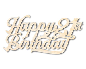 Unfinished Happy 21st Birthday Sign Shape | DIY Craft Cutout | up to 46" DIY