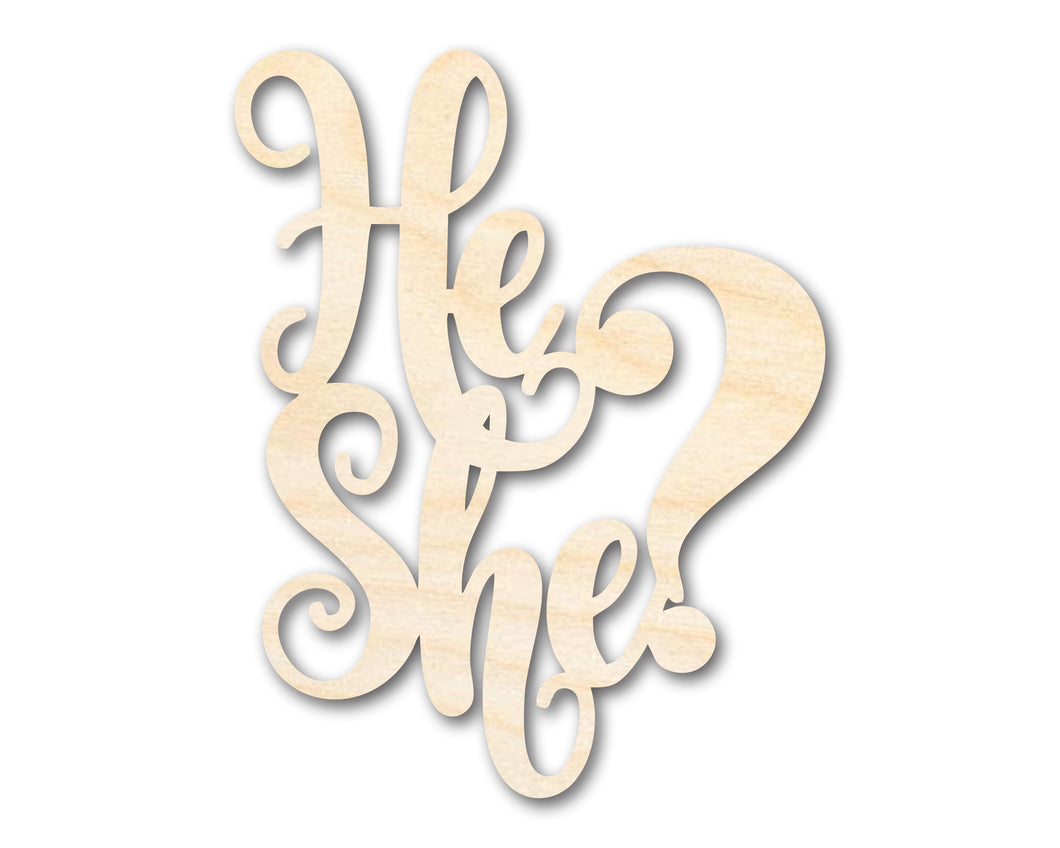 Unfinished He She Sign Shape | DIY Craft Cutout | up to 46