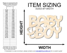 Load image into Gallery viewer, Unfinished Baby Boy Sign Shape | DIY Craft Cutout | up to 46&quot; DIY
