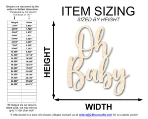 Unfinished Oh Baby Sign Shape | DIY Craft Cutout | up to 46" DIY