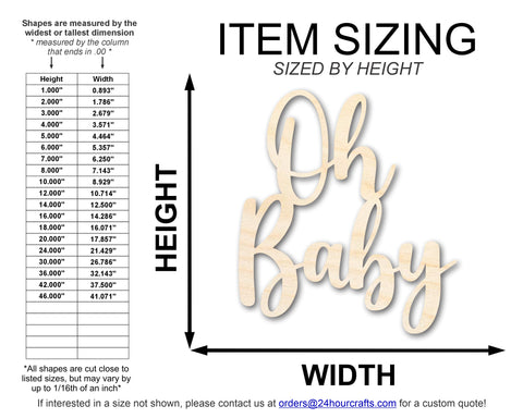 Unfinished Oh Baby Sign Shape | DIY Craft Cutout | up to 46" DIY
