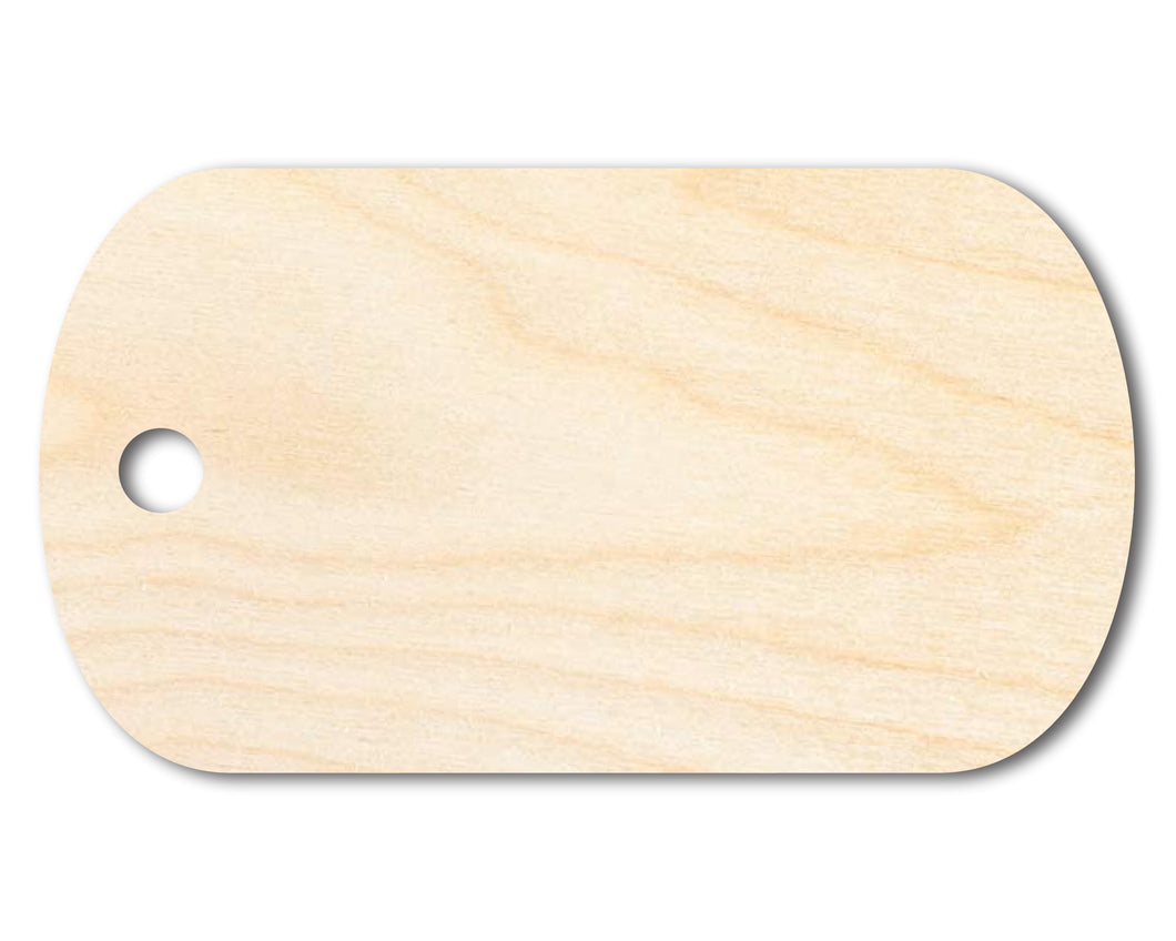Unfinished Wood Military Dog Tag Shape | DIY Craft Cutout | up to 46