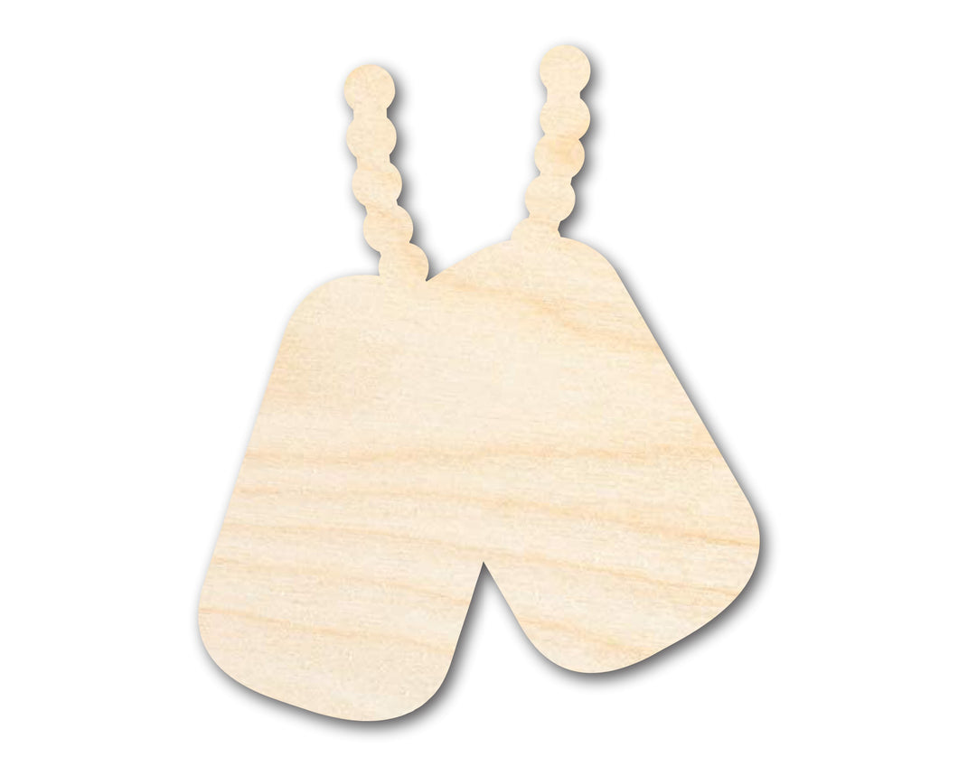Unfinished Wood Military Dog Tag Chain Shape | DIY Craft Cutout | up to 46