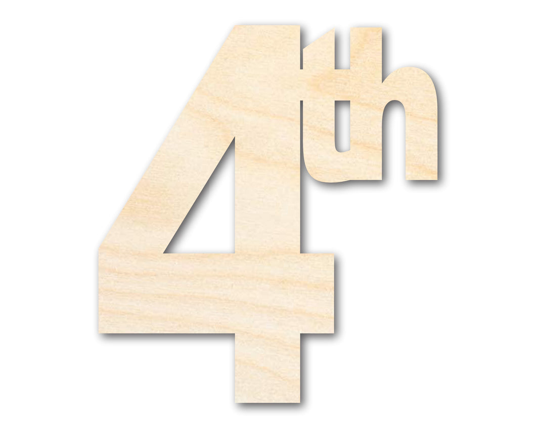 Unfinished Wood 4th Cutout | DIY Craft Cutout | up to 46