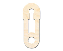 Load image into Gallery viewer, Bigger Better | Unfinished Wood Cute Safety Pin Shape |  DIY Craft Cutout
