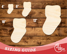 Load image into Gallery viewer, Unfinished Wood Baby Sock Shape | DIY Craft Cutout | up to 46&quot; DIY
