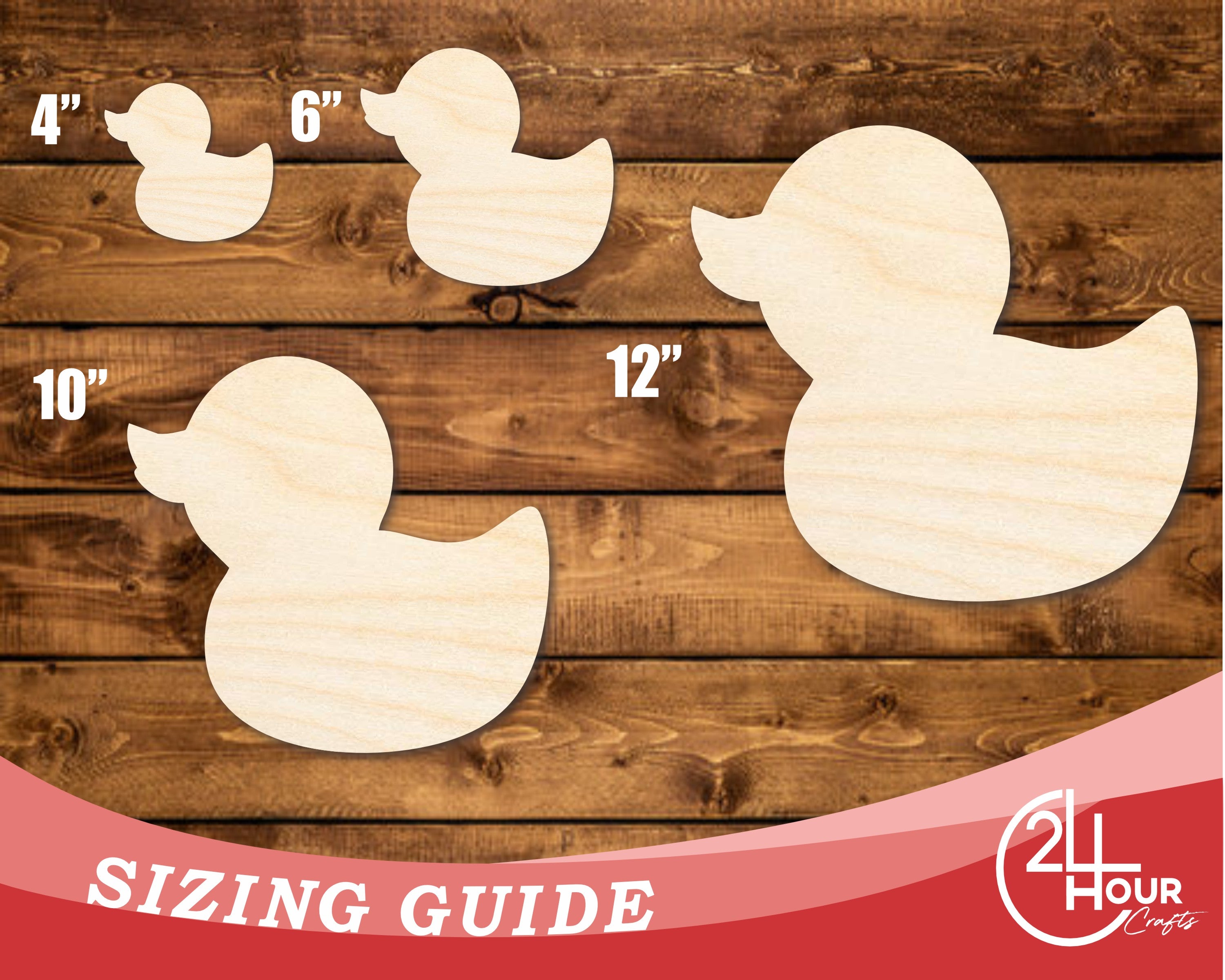 Unfinished Wood Cute Rubber Duck Shape | DIY Craft Cutout | up to 46